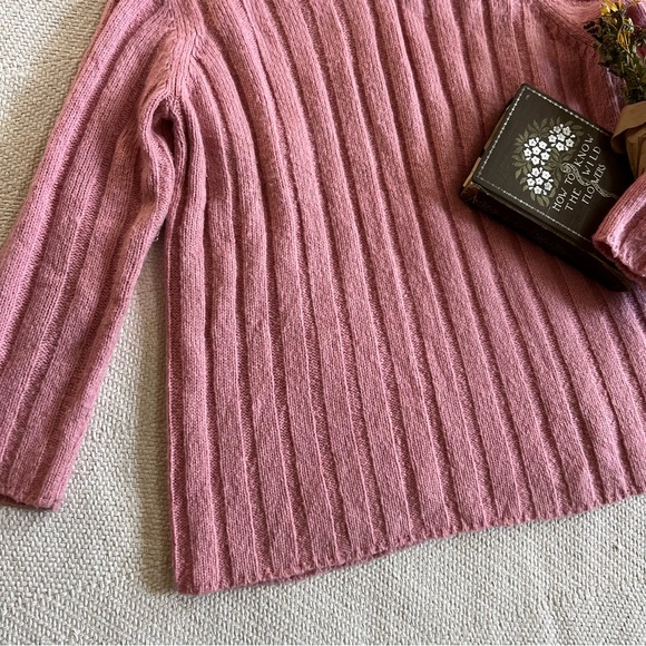 Vintage 90s Wool Blend Thick Ribbed Knit Turtleneck Pullover Sweater - Picture 5 of 5